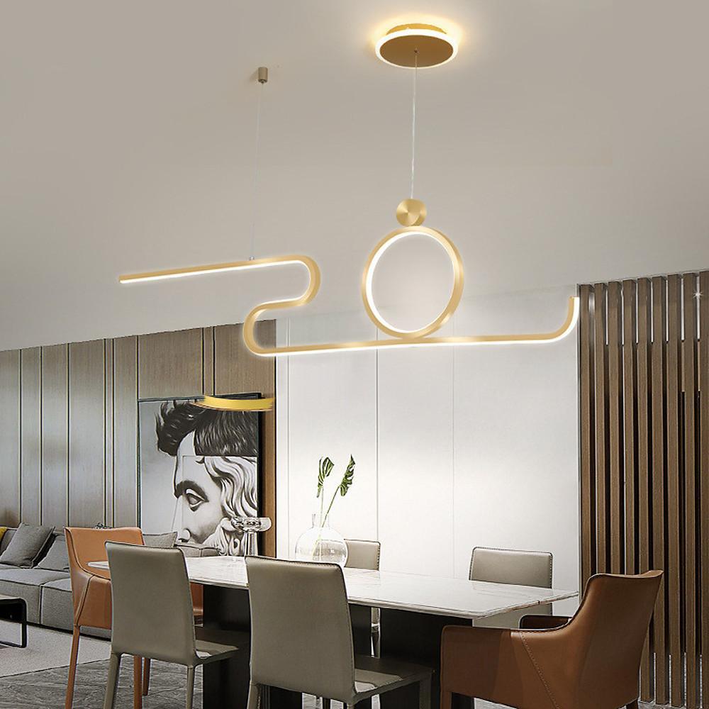 Lighom modern linear circle black pendant lighting — Matte Black / Cool White (6000K)