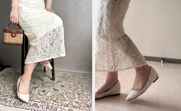 ジャカード織りパンプス