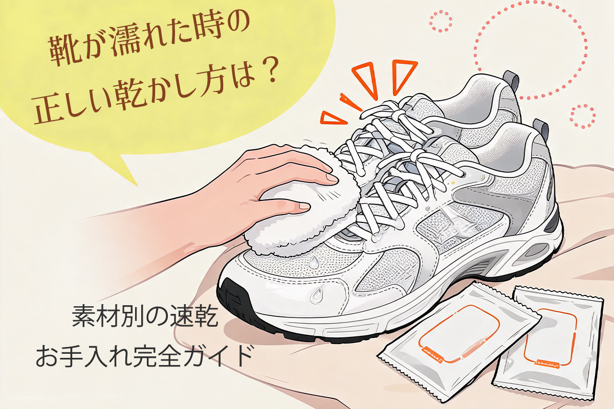 雨で濡れた靴を早く乾かす方法