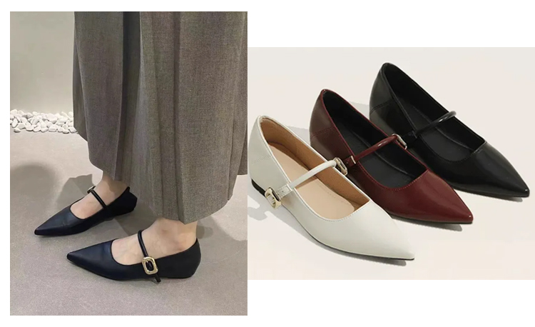 履くだけで気品を演出できるポインテッドトゥのメリージェーン。