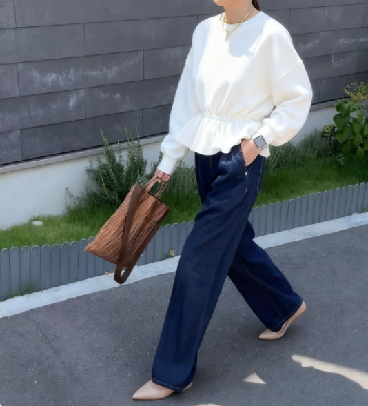 KENPOGENベージュパンプスのモデル着用画像