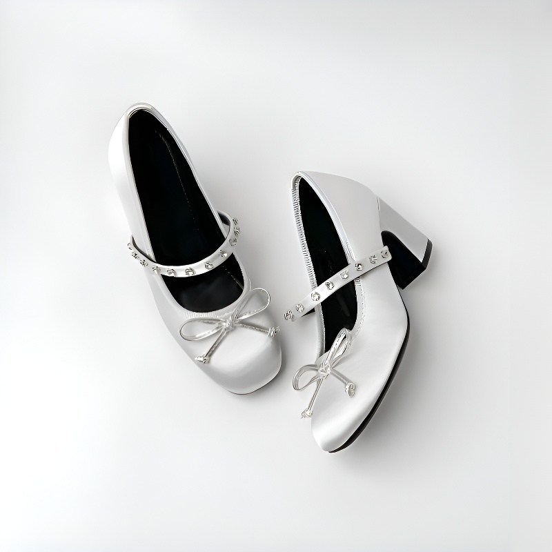 KENPOGEN メリージェーン パンプス リボンモチーフ チャンキーヒール 9cmUP 美脚効果 柔らかい