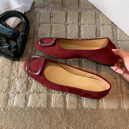 KENPOGEN バックルパンプス スクエアトゥ インヒール 4cmUP スエード 疲れにくい 美脚 通勤 オフィス