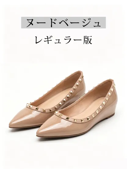 【ロングセラー】KENPOGEN エナメルパンプス レディース スタッズ 4cmUP インヒール 撥水 梅雨シーズンに頼れる 痛くない おしゃれ 通勤 