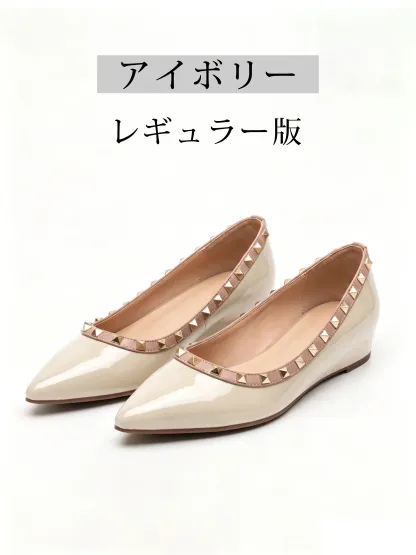 【ロングセラー】KENPOGEN エナメルパンプス レディース スタッズ 4cmUP インヒール 撥水 梅雨シーズンに頼れる 痛くない おしゃれ 通勤 