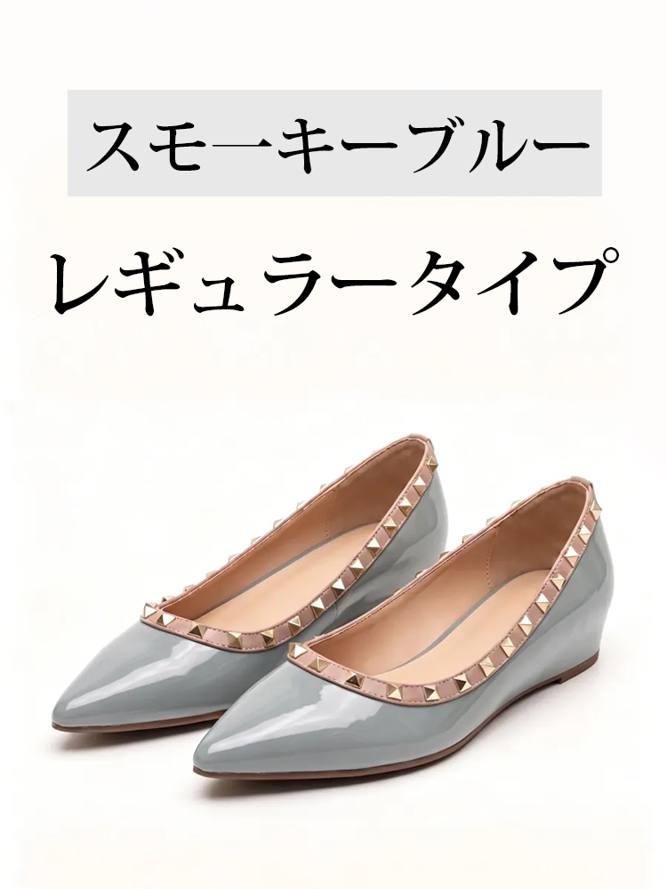 【ロングセラー】KENPOGEN エナメルパンプス レディース スタッズ 4cmUP インヒール 撥水 梅雨シーズンに頼れる 痛くない おしゃれ 通勤 