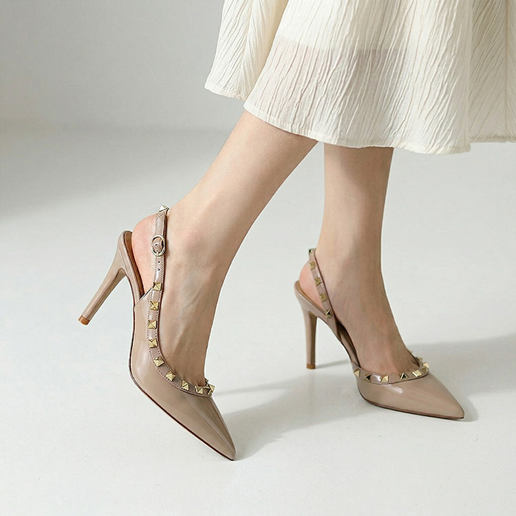 【360度美シルエット】KENPOGEN スリングバックパンプス エナメル サイドオープン ポインテッドトゥ ピンヒール 6cm 8cmヒール 抜け感 パーティー お呼ばれ