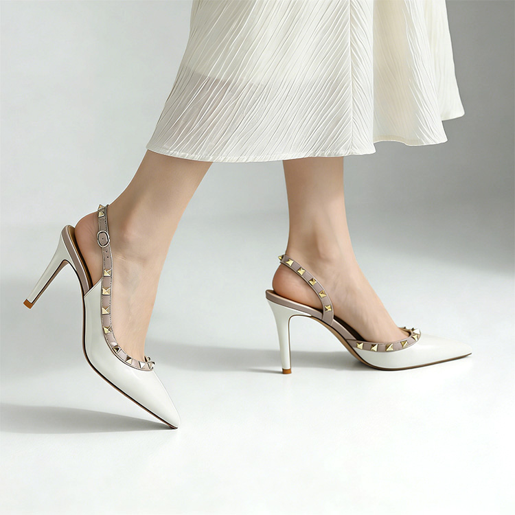 【360度美シルエット】KENPOGEN スリングバックパンプス エナメル サイドオープン ポインテッドトゥ ピンヒール 6cm 8cmヒール 抜け感 パーティー お呼ばれ