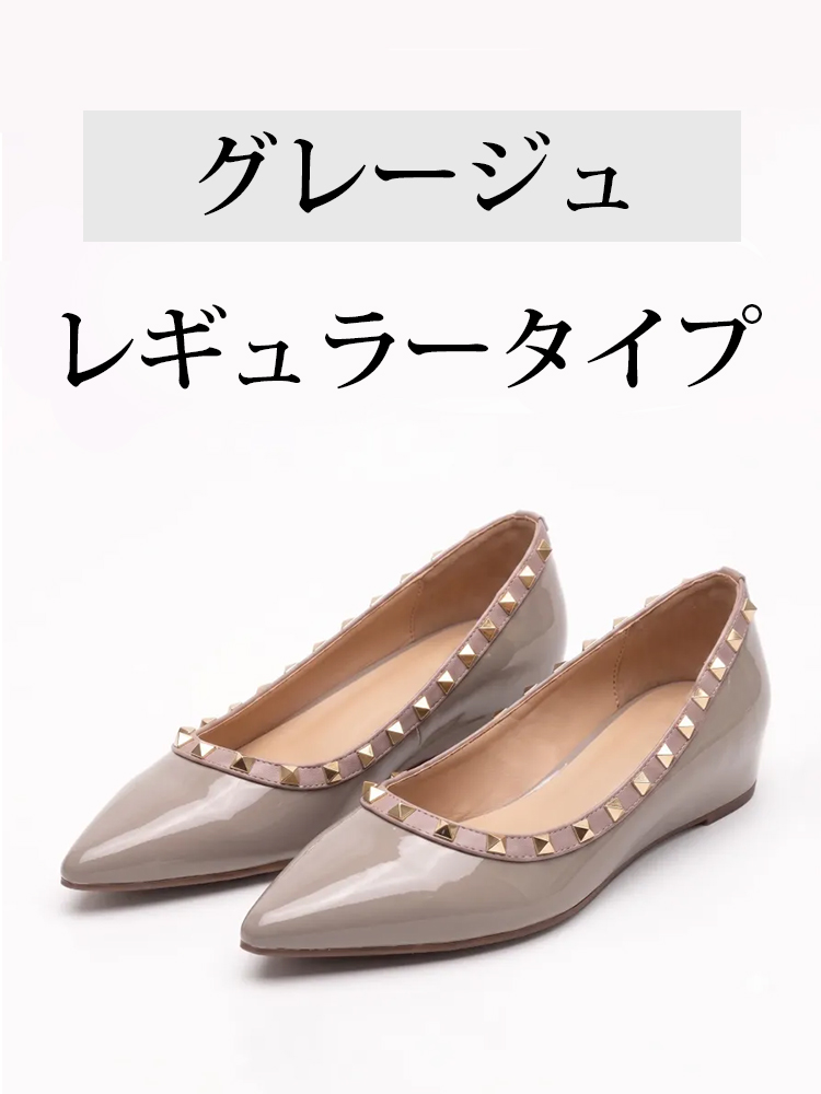 【ロングセラー】KENPOGEN エナメルパンプス レディース スタッズ 4cmUP インヒール 撥水 梅雨シーズンに頼れる 痛くない おしゃれ 通勤 