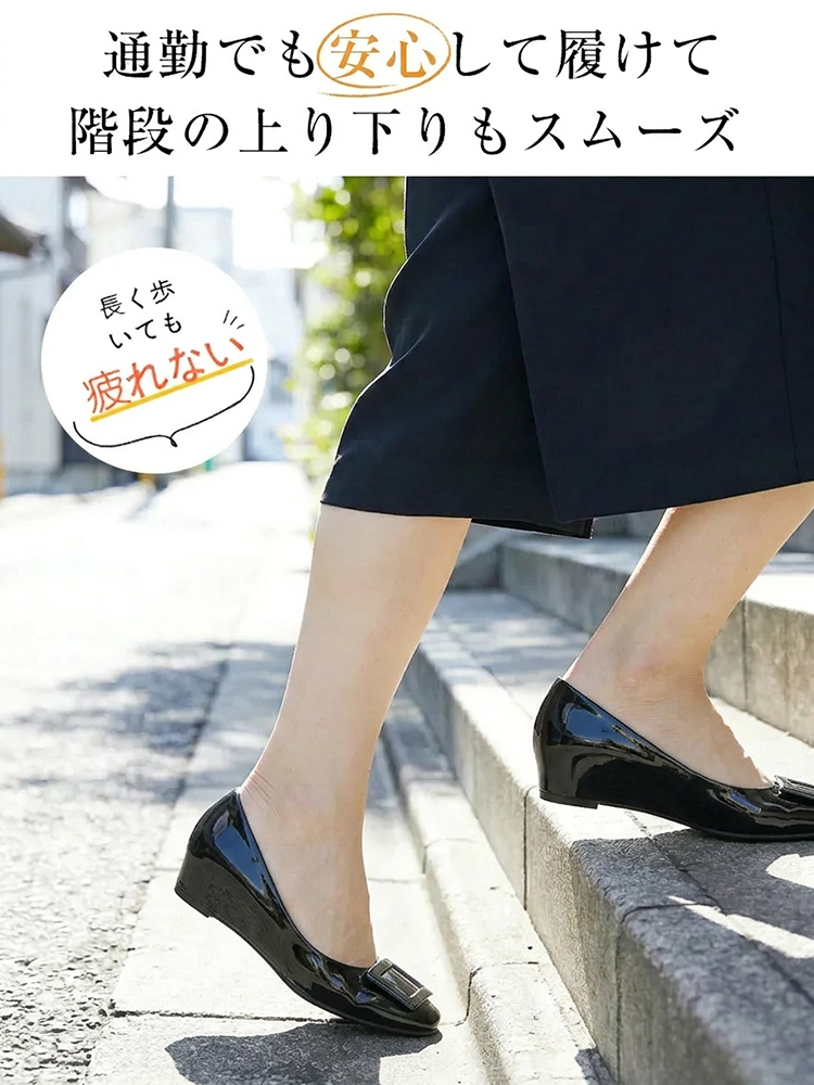 【高レビュー】KENPOGEN バックルパンプス レディース エナメルパンプス インヒール 4cm/6cmヒール 疲れにくい 晴雨兼用 通勤 お呼ばれ