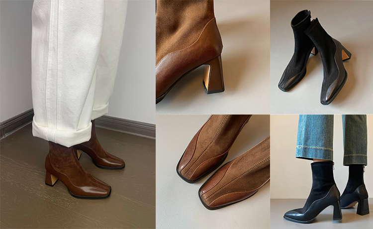 スエード調ショートブーツ