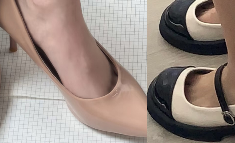甲が低い方のパンプス穿着時の示意图