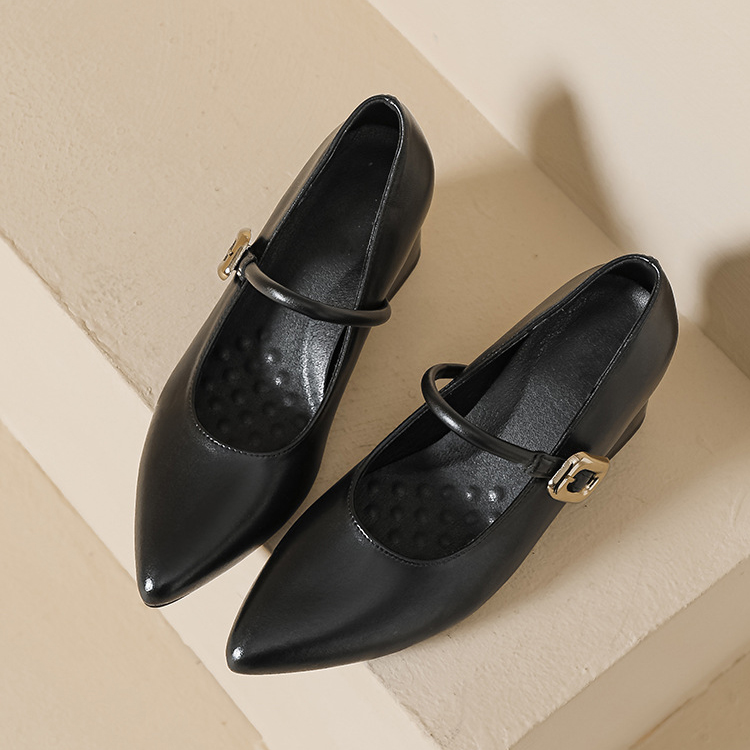 KENPOGEN ポインテッドトゥ パンプス メリージェーン靴 7cmUP 柔らか 疲れにくい