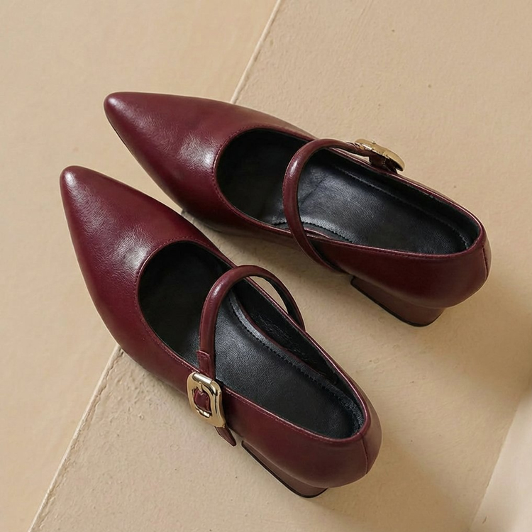 【安定感抜群】KENPOGEN【最新版】メリージェーン靴 ポインテッドトゥ パンプス インヒール 6cmUP 脚長効果抜群 歩きやすい