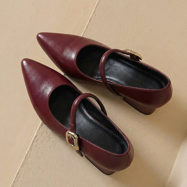 KENPOGEN ポインテッドトゥ パンプス メリージェーン靴 7cmUP 柔らか 疲れにくい