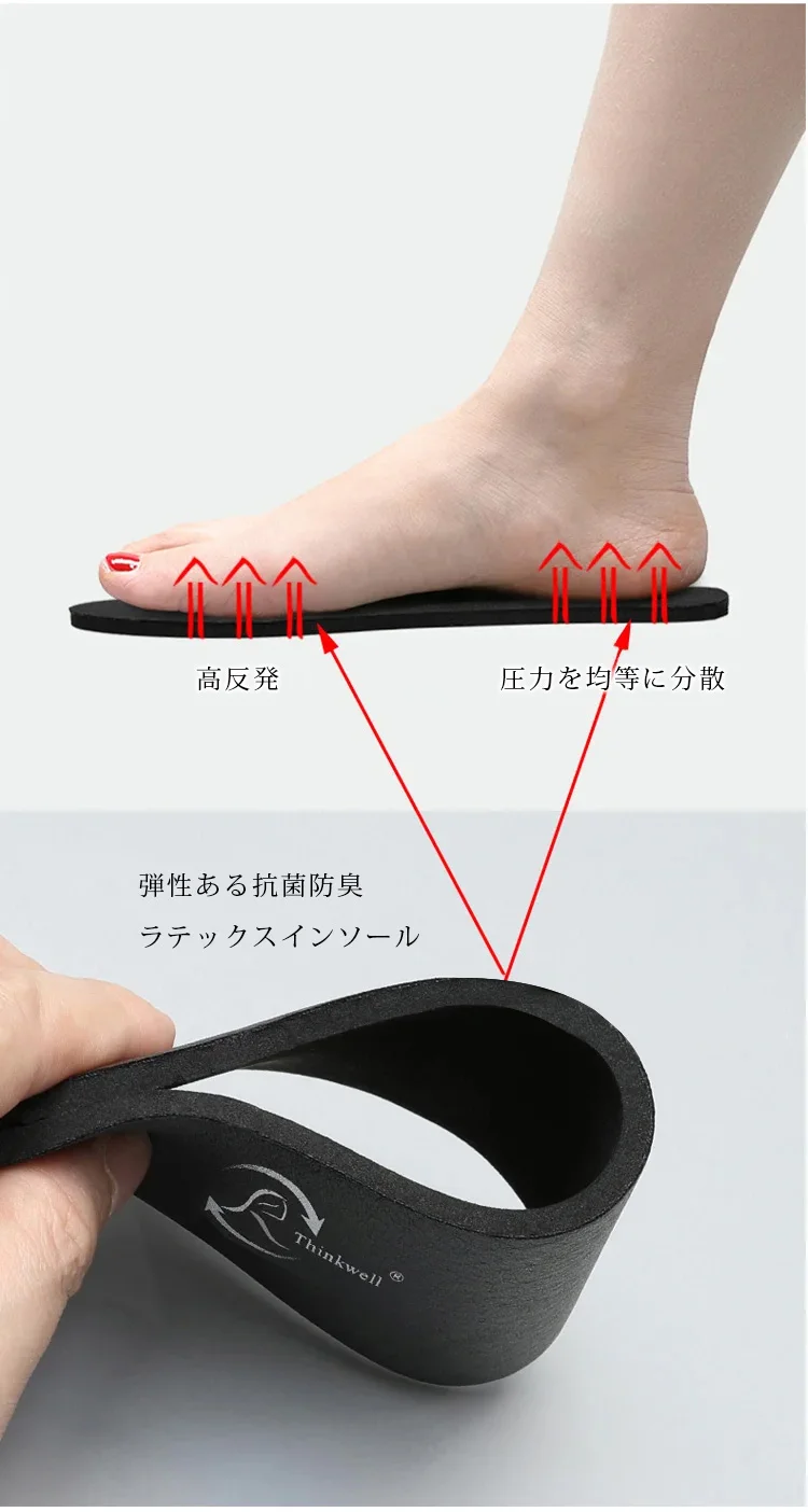 高反発 圧力を均等に分散 弾性ある抗菌防臭ラテックスインソール