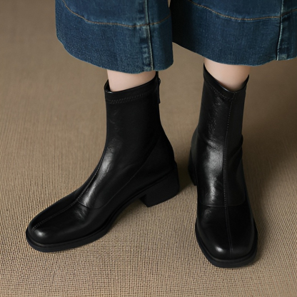 チャンキーヒール ストレッチブーツ