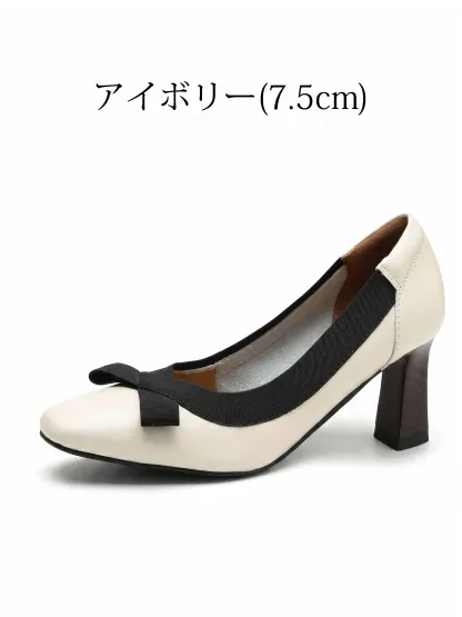 リボンモチーフ ハイヒールパンプス