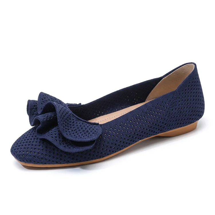 【ご自宅で洗える】KENPOGEN エアリーフリル・ニットパンプス ポインテッドトゥ 2cmヒール 歩きやすい 通気性 7色展開 通勤 旅行