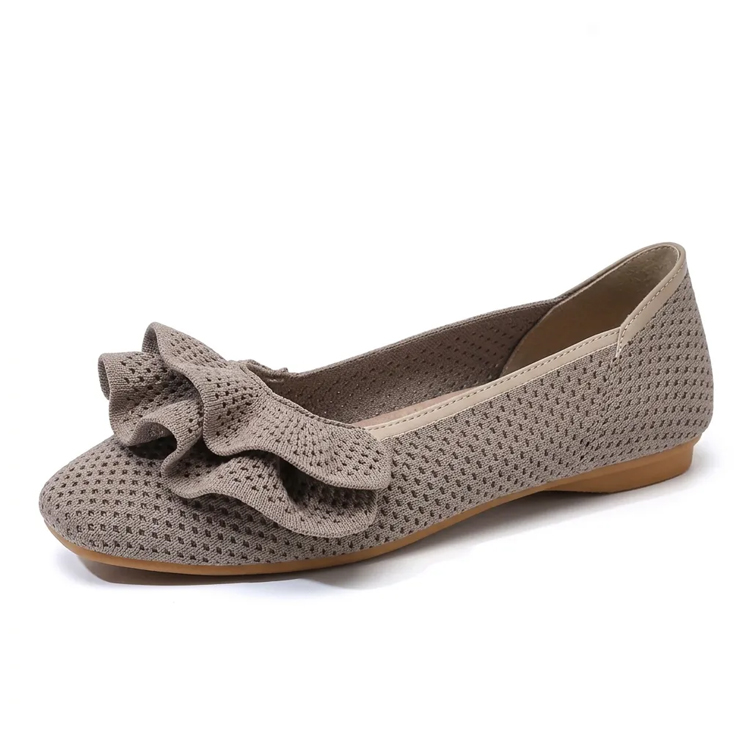 【ご自宅で洗える】KENPOGEN エアリーフリル・ニットパンプス ポインテッドトゥ 2cmヒール 歩きやすい 通気性 7色展開 通勤 旅行