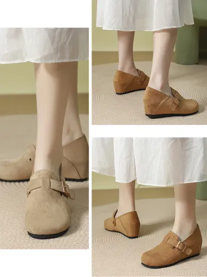 KENPOGEN スリッポン インヒール 6cmUP ウェッジソール 脱ぎ履きしやすい ラウンドトゥ 柔らかい  通勤