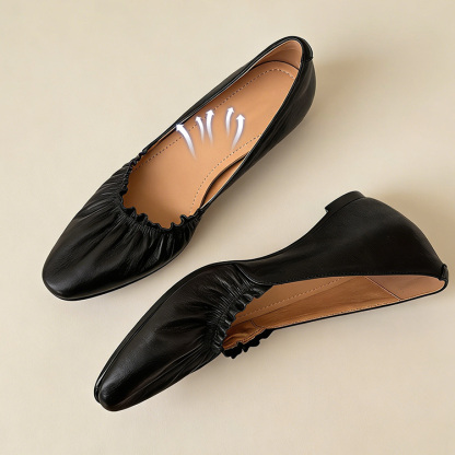 ソフトギャザー ウェッジソールパンプス