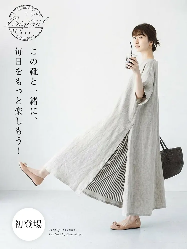 KENPOGEN インヒールパンプス エナメルシューズ ラウンドトゥ リボン付き 痛くない 脱げない