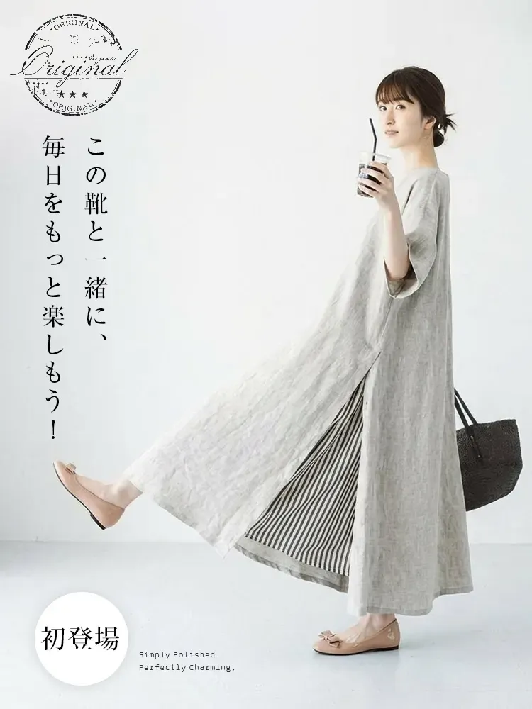 KENPOGEN インヒールパンプス エナメルシューズ ラウンドトゥ リボン付き 痛くない 脱げない