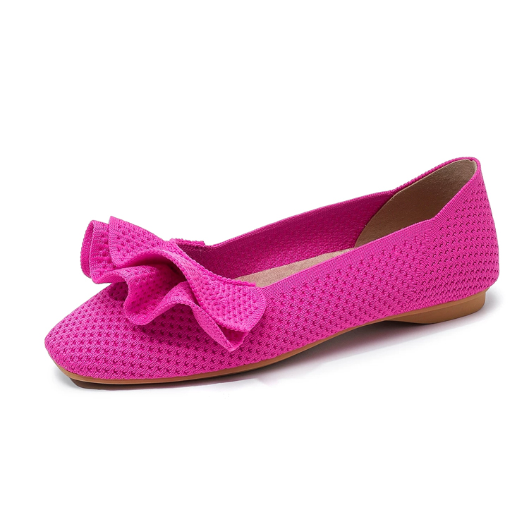 【ご自宅で洗える】KENPOGEN エアリーフリル・ニットパンプス ポインテッドトゥ 2cmヒール 歩きやすい 通気性 7色展開 通勤 旅行