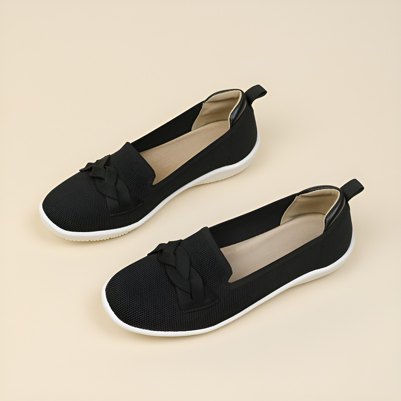 リボンモチーフ ニットウェッジローファー