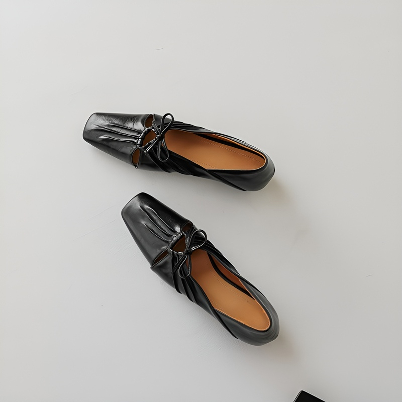 メタリックシルバー クロスギャザー フラットシューズ