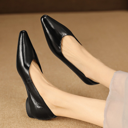 メタリック Vカット ウェッジソールパンプス