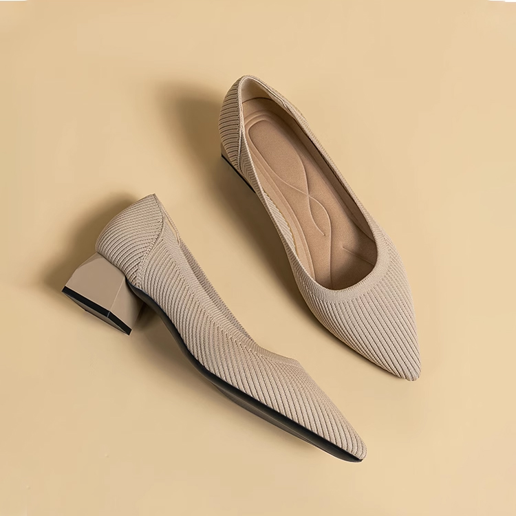 KENPOGEN ポインテッドトゥパンプス ニットパンプス 4cmUP