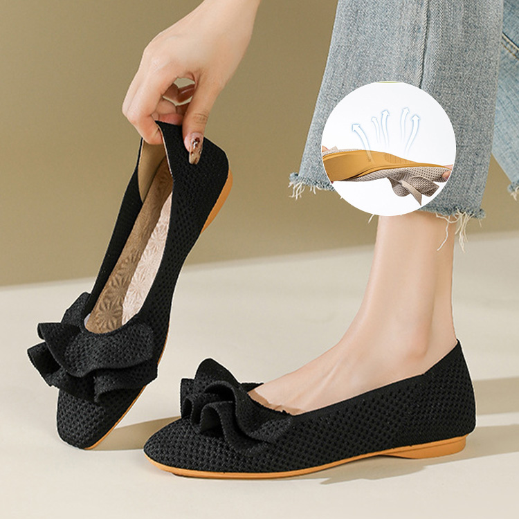 大胆フリル スクエアトゥニットパンプス