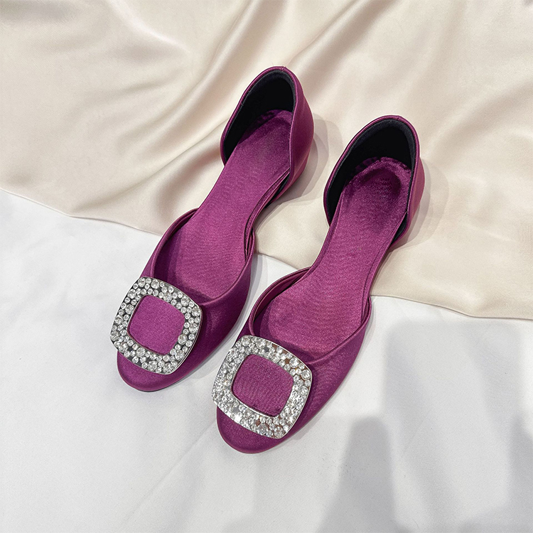 ビジューバックル サイドオープン 美脚パンプス