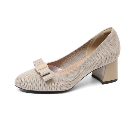 リボンモチーフ 美脚ニットパンプス