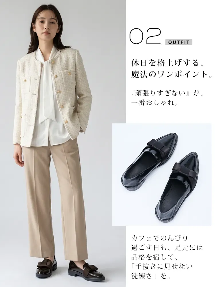 【一日中疲れない】KENPOGEN ローファー リボン付き ポインテッドトゥ 3cmUP 柔らかい 痛くない 通勤 就活 オフィス