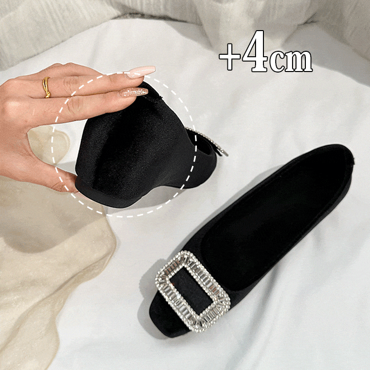 ベロア調 バックル付き5cm美脚パンプス