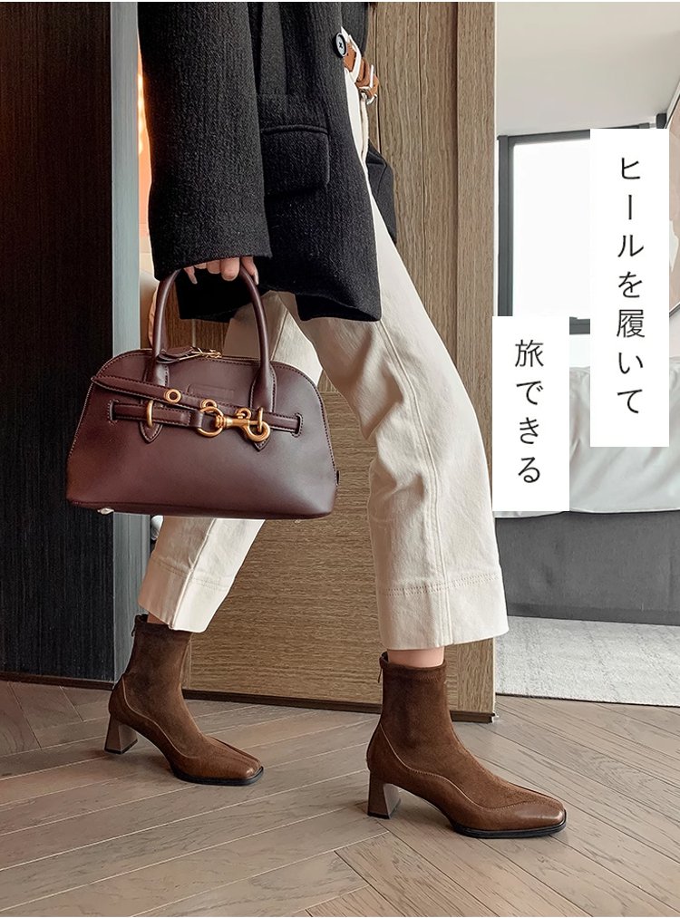 幅広でも痛くないスクエアトゥ】KENPOGEN スエード ショートブーツ