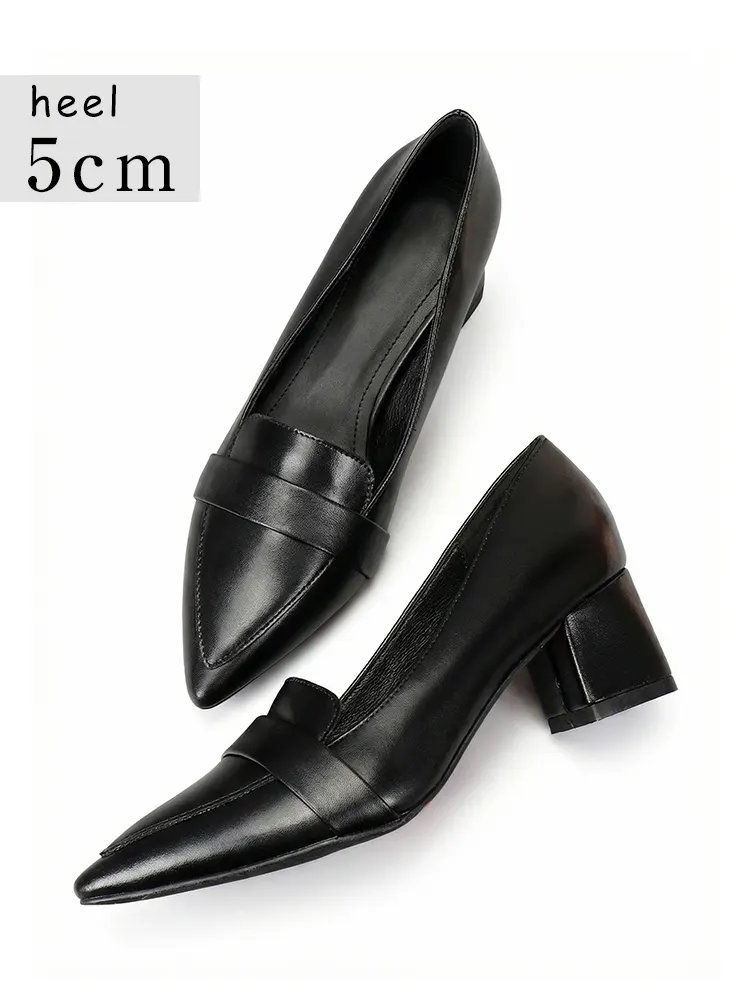 チャンキーヒールローファー