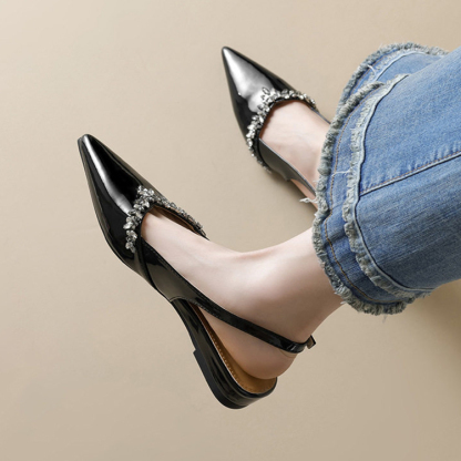 きらめきビジュー スリングバック美脚パンプス