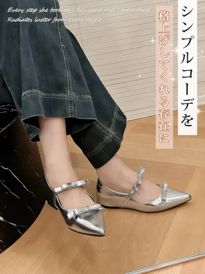 KENPOGEN ダブルリボンストラップ美脚パンプス｜5cmインヒール×エナメルの可愛さと安定感を両立