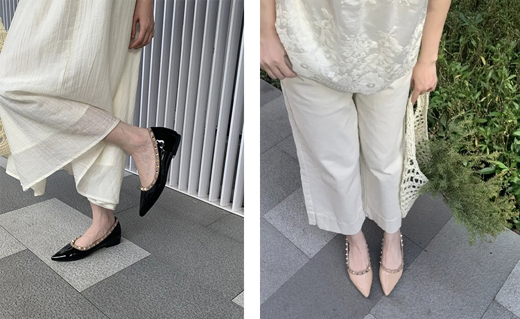 美脚スタッズパンプス着用例