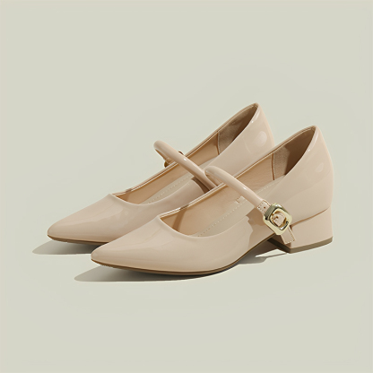 KENPOGEN ポインテッドトゥ パンプス メリージェーン靴 7cmUP 柔らか 疲れにくい