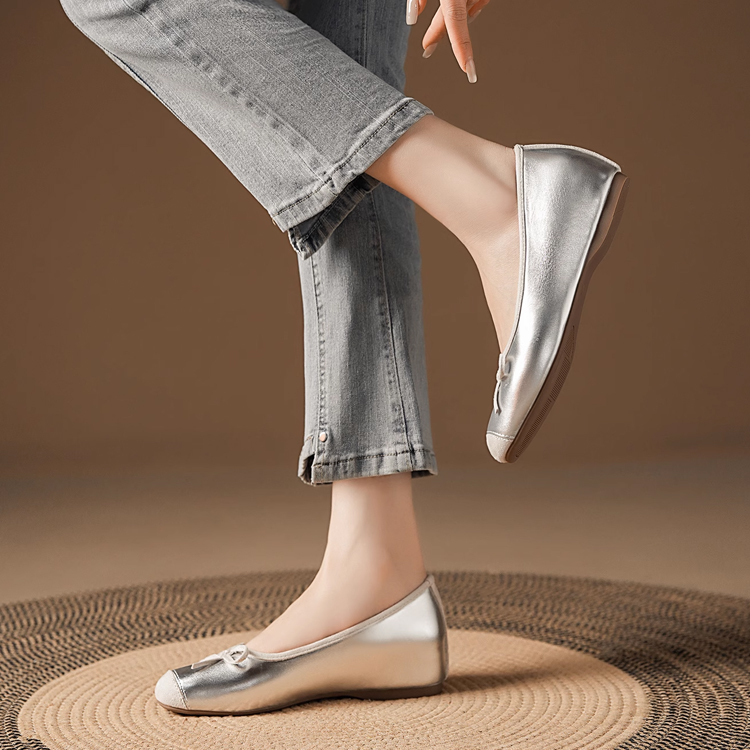 小さいサイズ インヒール切り替えバレエシューズ 5cmUP  歩きやすい 走れる