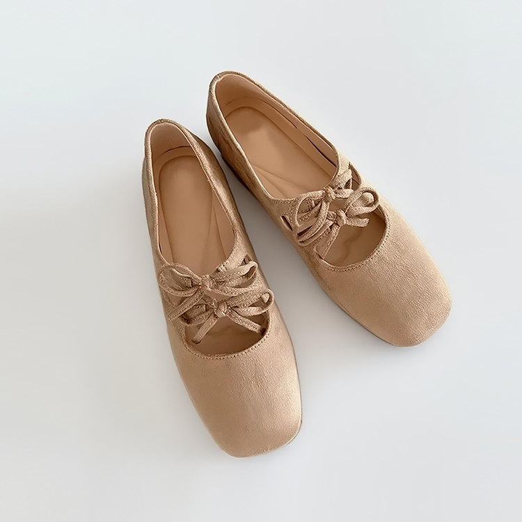 幅広4E パンプス スクエアトゥ ダブルリボン 甲高 大きいサイズ