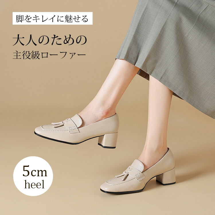 KENPOGEN ローファー スクエアトゥシューズ 羊革 手作り リボン 5cmUP 柔らかい 通勤 オフィス