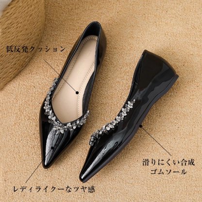 KENPOGEN インヒールパンプス ポインテッドトゥシューズ 4cmUP ビジュー キラキラ 歩きやすい