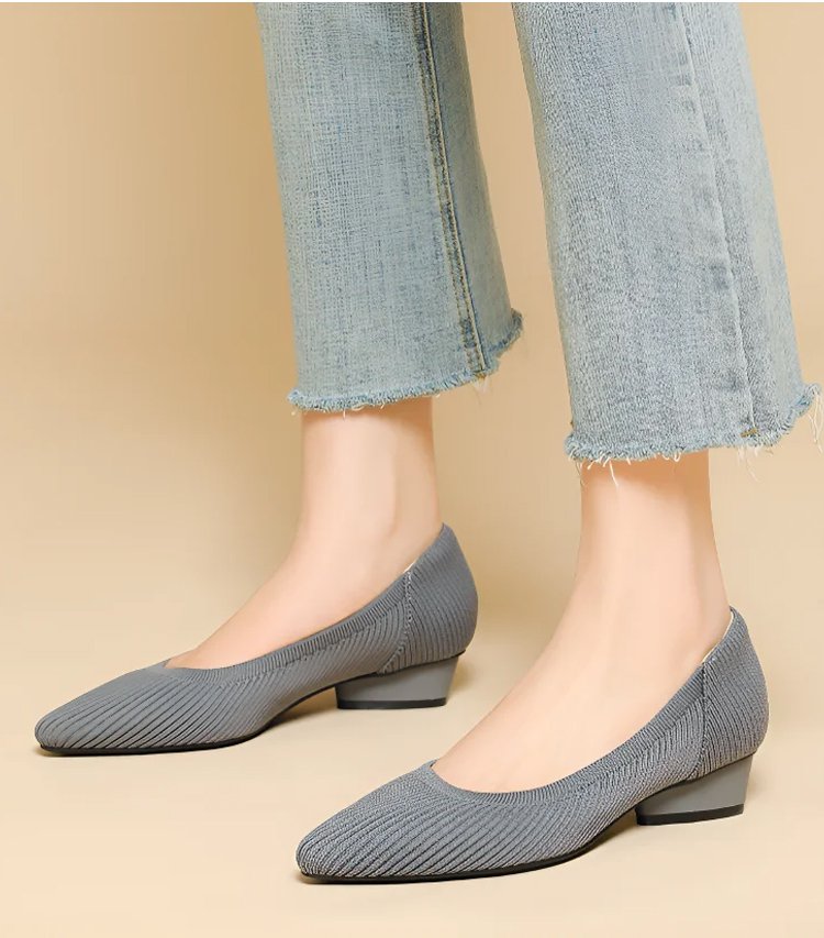 think! パンプス KENPOGEN ニットパンプス ポインテッドトゥパンプス 3cmUP 歩き