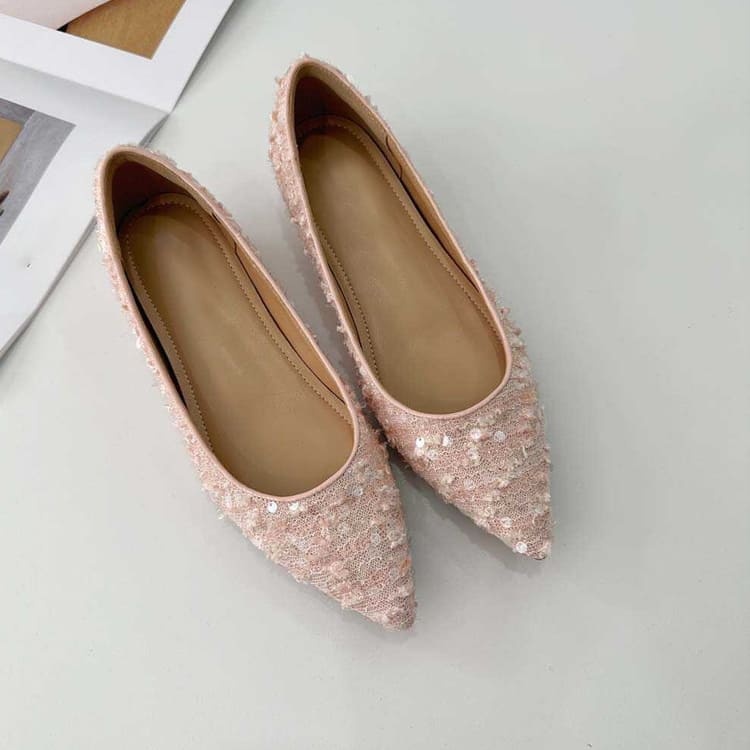 KENPOGEN ジャカード織りパンプス ポインテッドトゥシューズ インヒール 5cmUP 歩きやすい